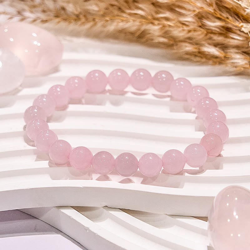 Bracelet en perles rondes de quartz rose naturel Olivenorma