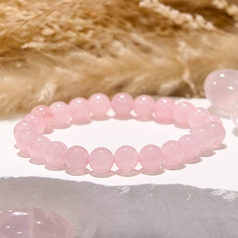 Bracelet en perles rondes de quartz rose naturel Olivenorma