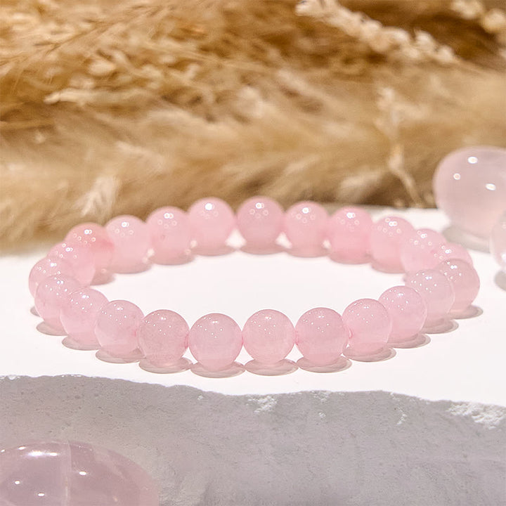 Bracelet en perles rondes de quartz rose naturel Olivenorma