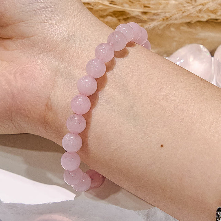 Bracelet en perles rondes de quartz rose naturel Olivenorma