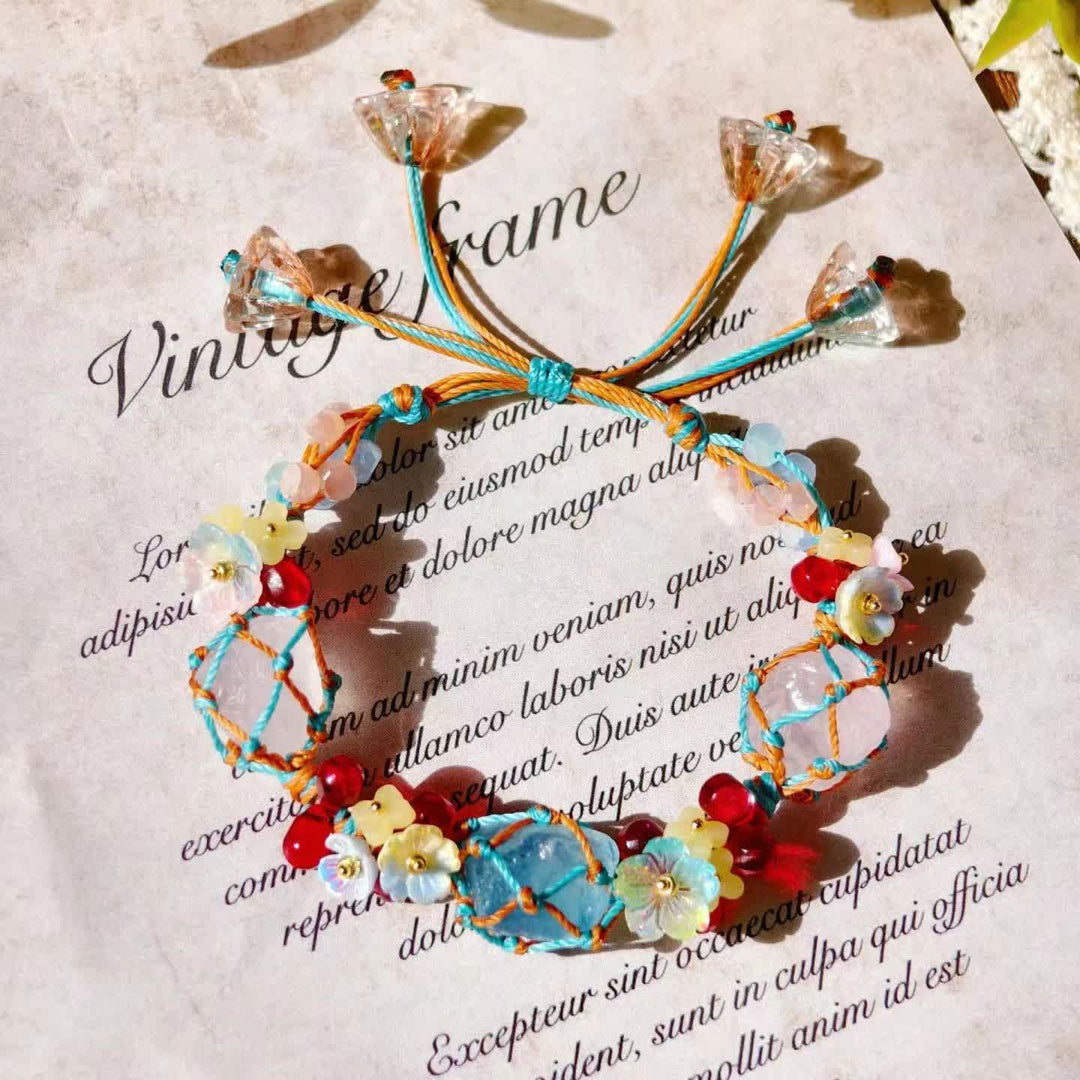 Bracelet tressé en cristal de quartz rose aigue-marine Olivenorma