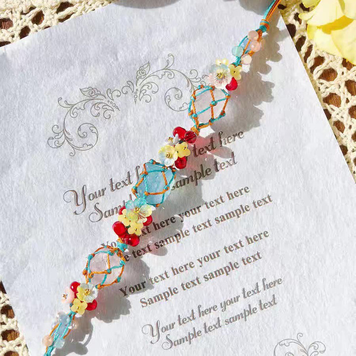 Bracelet tressé en cristal de quartz rose aigue-marine Olivenorma