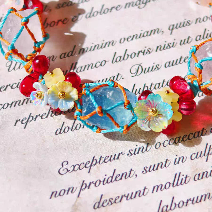 Bracelet tressé en cristal de quartz rose aigue-marine Olivenorma