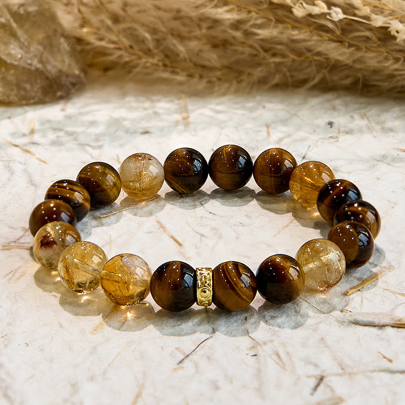 Bracelet de perles en œil de tigre et citrine de style Maillard Olivenorma