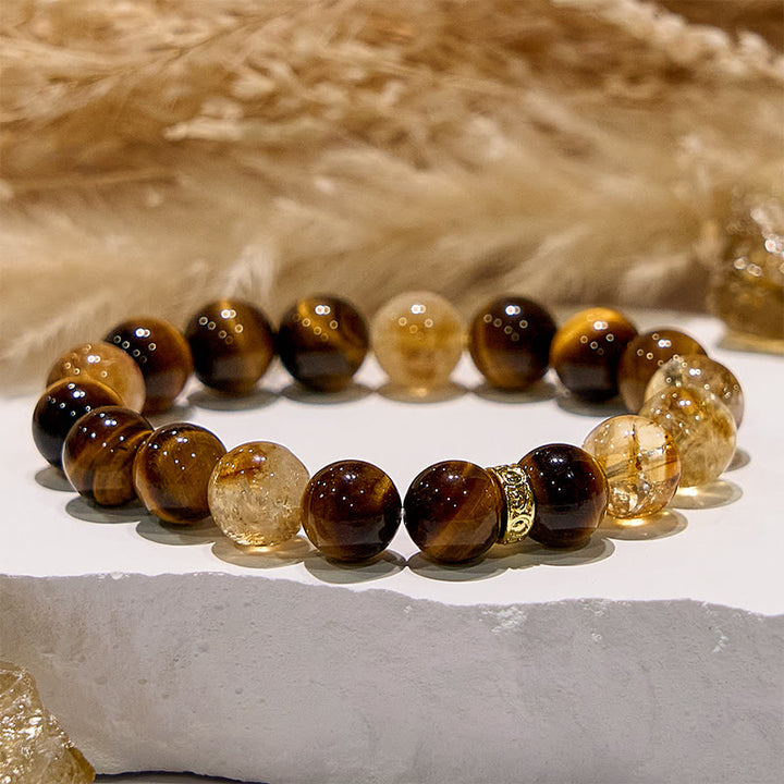 Bracelet de perles en œil de tigre et citrine de style Maillard Olivenorma