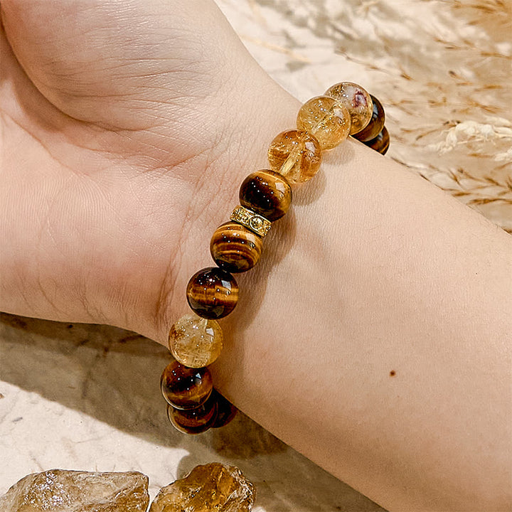 Bracelet de perles en œil de tigre et citrine de style Maillard Olivenorma