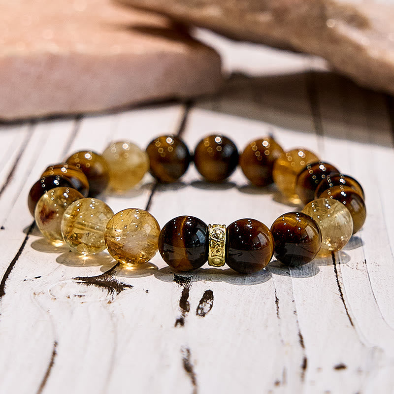 Bracelet de perles en œil de tigre et citrine de style Maillard Olivenorma