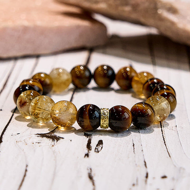 Bracelet de perles en œil de tigre et citrine de style Maillard Olivenorma