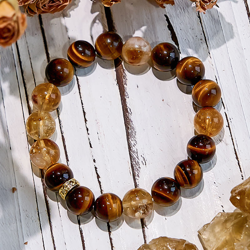 Bracelet de perles en œil de tigre et citrine de style Maillard Olivenorma