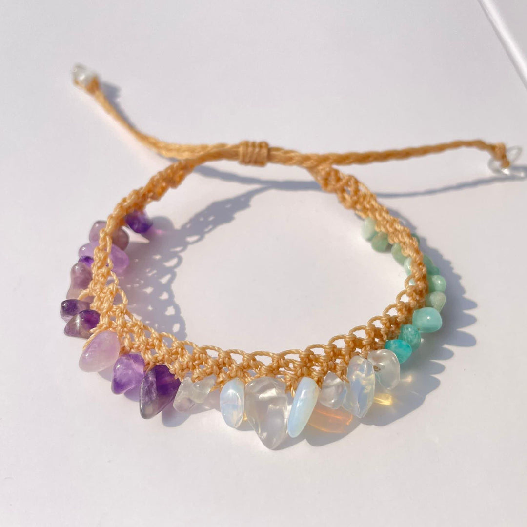 Bracelet tressé en pierre de cristal naturel Olivenorma