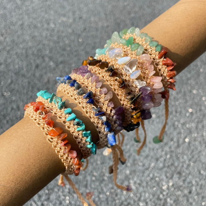 Bracelet tressé en pierre de cristal naturel Olivenorma