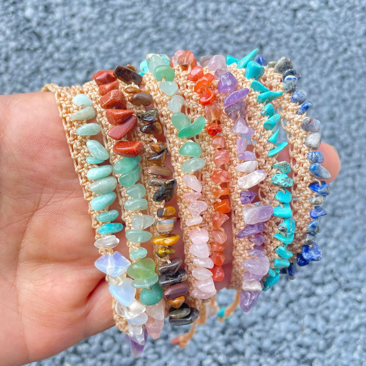 Bracelet tressé en pierre de cristal naturel Olivenorma