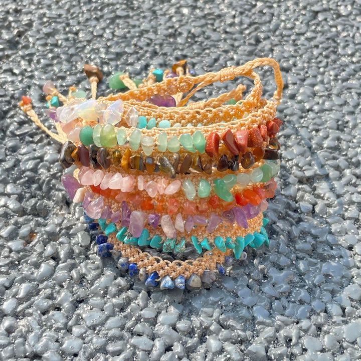 Bracelet tressé en pierre de cristal naturel Olivenorma