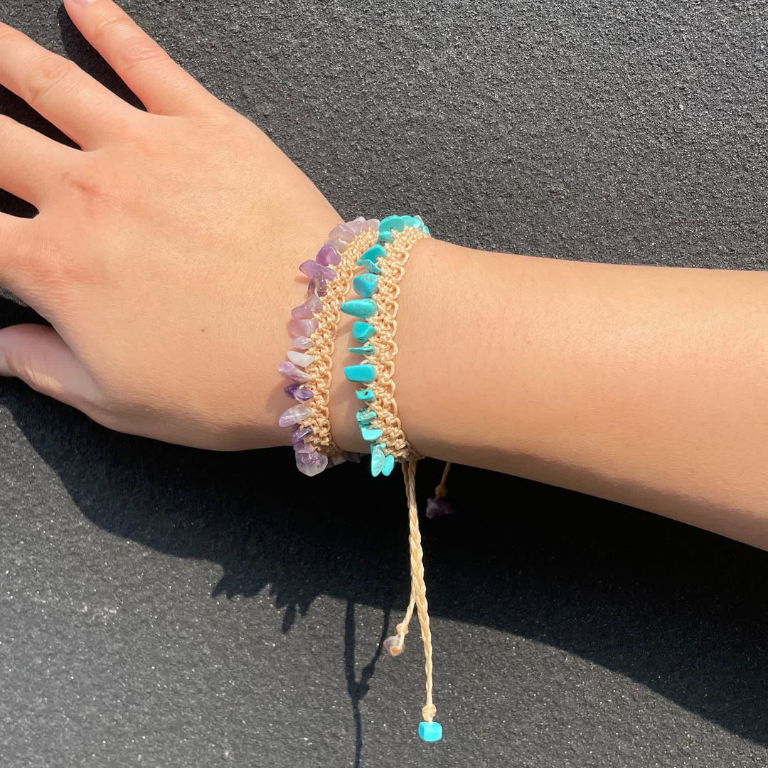 Bracelet tressé en pierre de cristal naturel Olivenorma