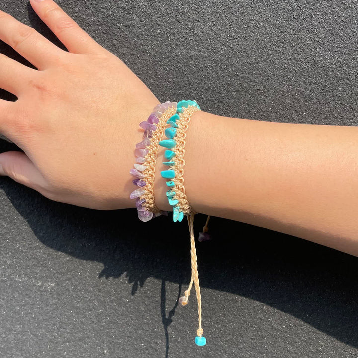 Bracelet tressé en pierre de cristal naturel Olivenorma