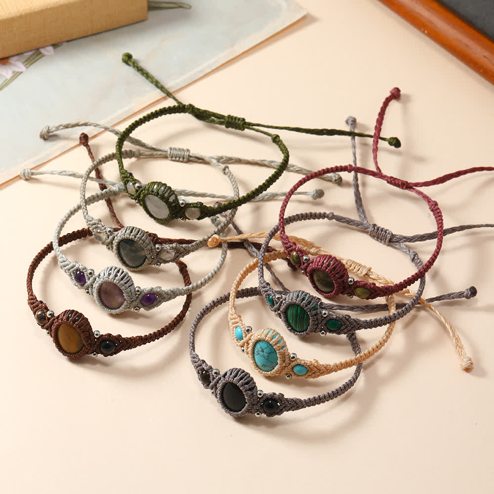 Bracelet tressé en cristal ovale enveloppé tissé Olivenorma