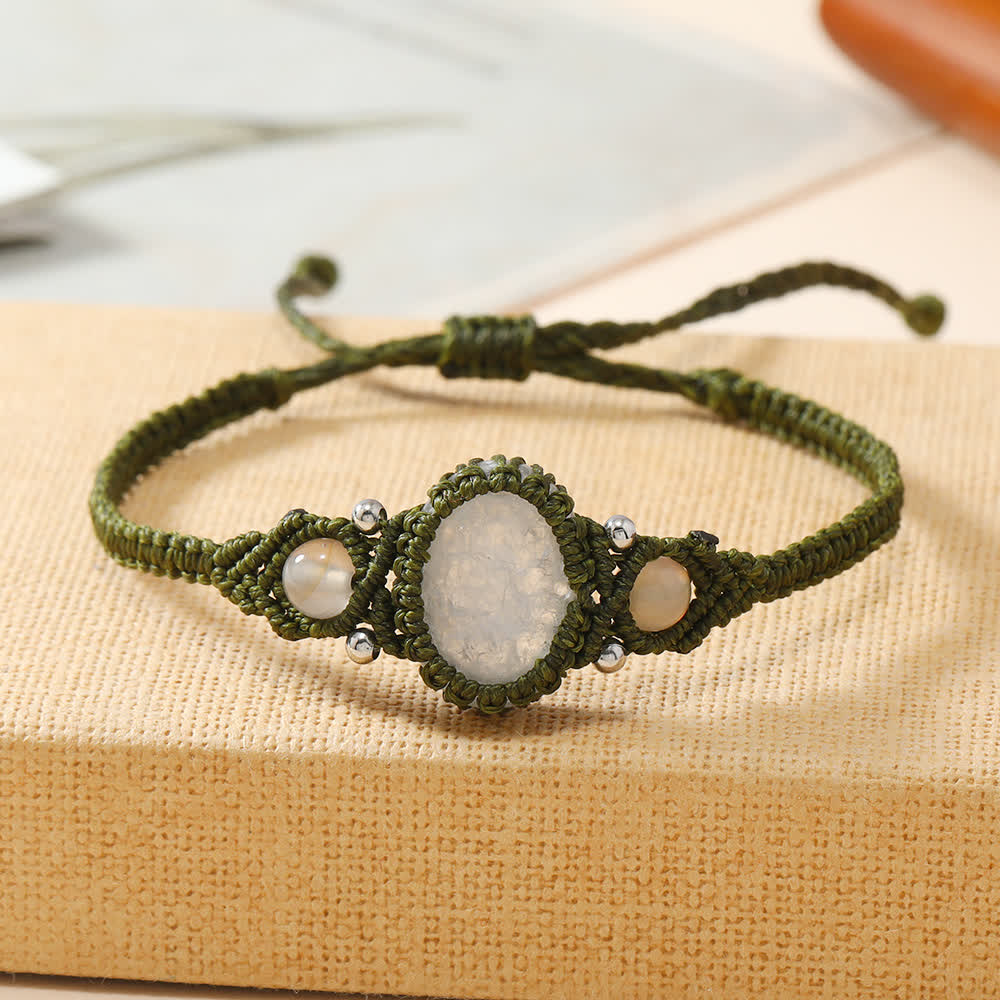 Bracelet tressé en cristal ovale enveloppé tissé Olivenorma