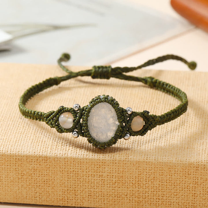 Bracelet tressé en cristal ovale enveloppé tissé Olivenorma