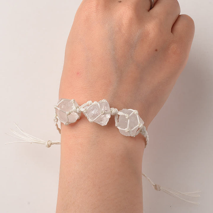 Bracelet tressé en cristal avec trois pierres brutes Olivenorma