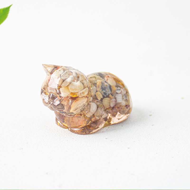 Décoration en pierre précieuse en résine de cristal naturel pour chat Olivenorma