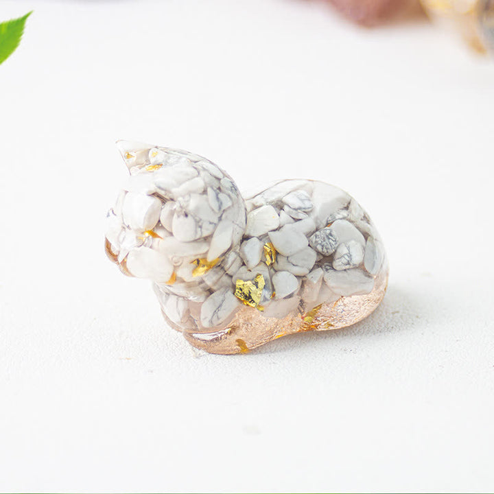 Décoration en pierre précieuse en résine de cristal naturel pour chat Olivenorma