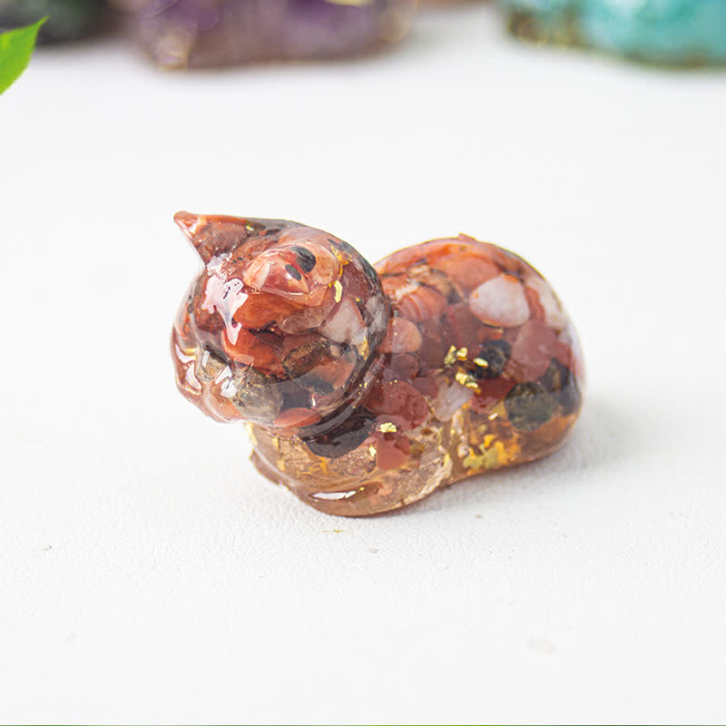 Décoration en pierre précieuse en résine de cristal naturel pour chat Olivenorma