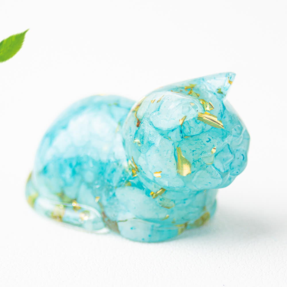 Décoration en pierre précieuse en résine de cristal naturel pour chat Olivenorma