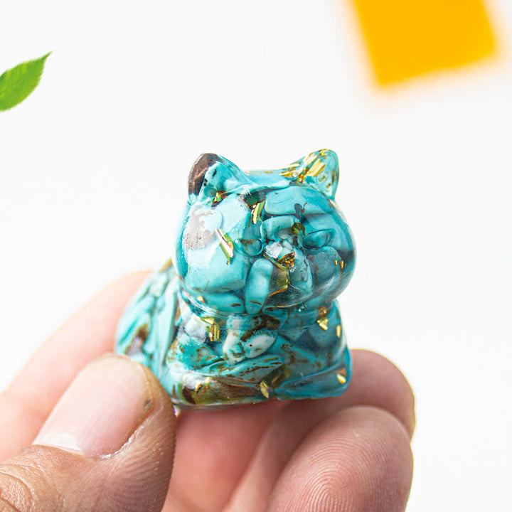 Décoration en pierre précieuse en résine de cristal naturel pour chat Olivenorma