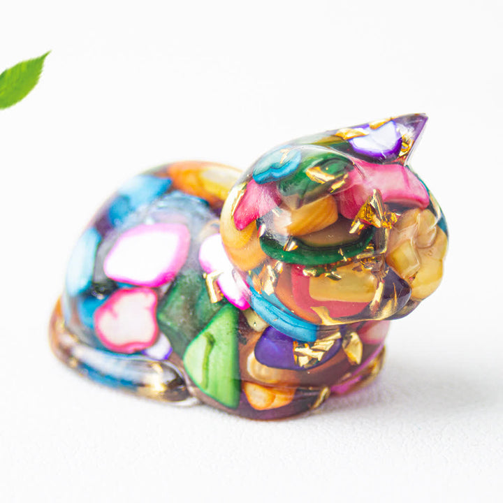 Décoration en pierre précieuse en résine de cristal naturel pour chat Olivenorma