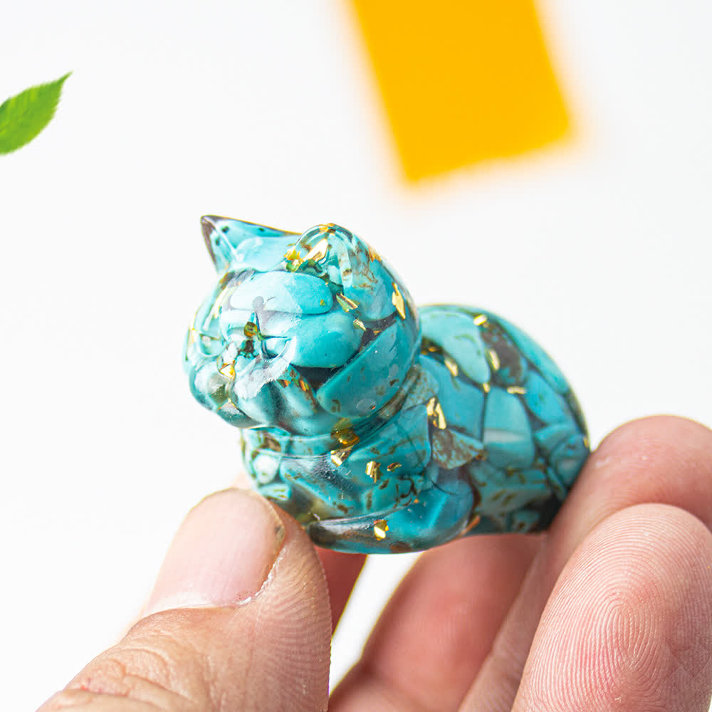 Décoration en pierre précieuse en résine de cristal naturel pour chat Olivenorma