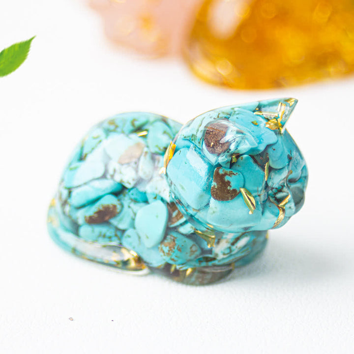 Décoration en pierre précieuse en résine de cristal naturel pour chat Olivenorma