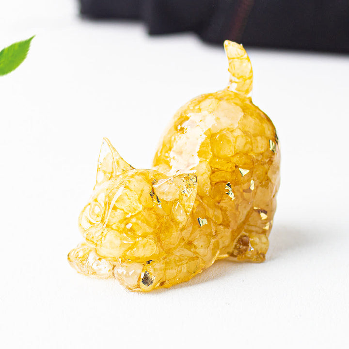 Décoration en pierre précieuse extensible en résine cristalline Olivenorma pour chat