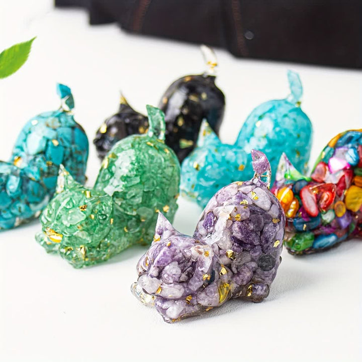 Décoration en pierre précieuse extensible en résine cristalline Olivenorma pour chat