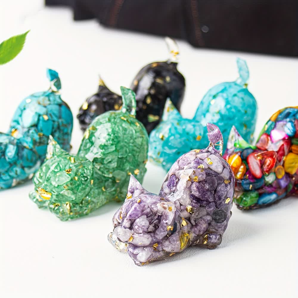 Décoration en pierre précieuse extensible en résine cristalline Olivenorma pour chat