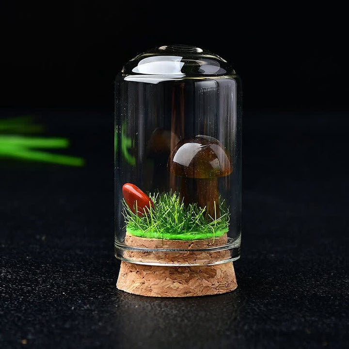 Couvercle en verre Olivenorma Sculpture de champignon en cristal Décoration en pierre précieuse