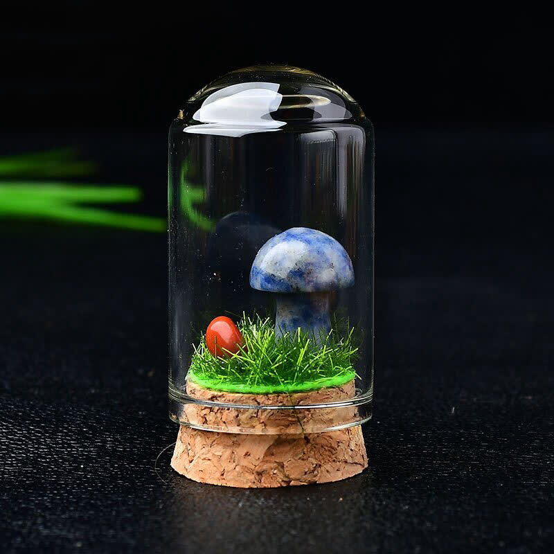 Couvercle en verre Olivenorma Sculpture de champignon en cristal Décoration en pierre précieuse