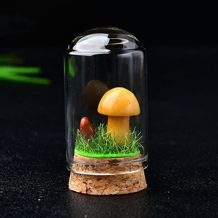 Couvercle en verre Olivenorma Sculpture de champignon en cristal Décoration en pierre précieuse