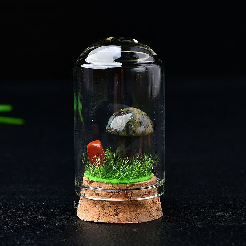 Couvercle en verre Olivenorma Sculpture de champignon en cristal Décoration en pierre précieuse