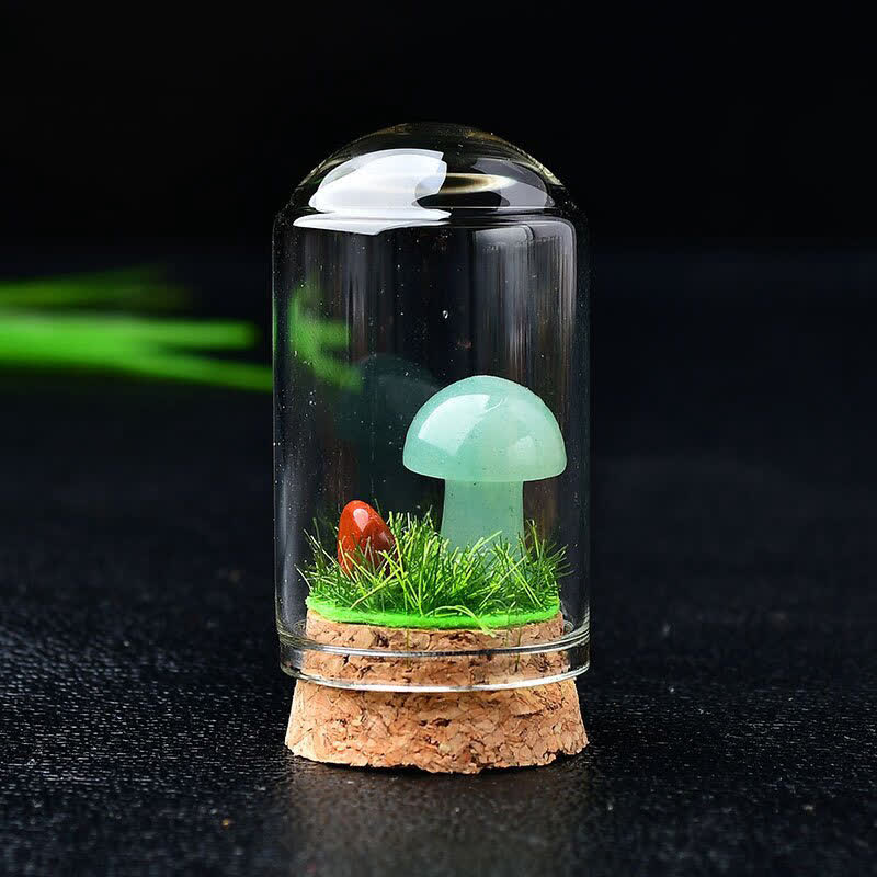 Couvercle en verre Olivenorma Sculpture de champignon en cristal Décoration en pierre précieuse