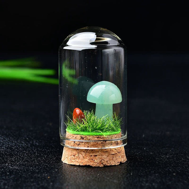 Couvercle en verre Olivenorma Sculpture de champignon en cristal Décoration en pierre précieuse