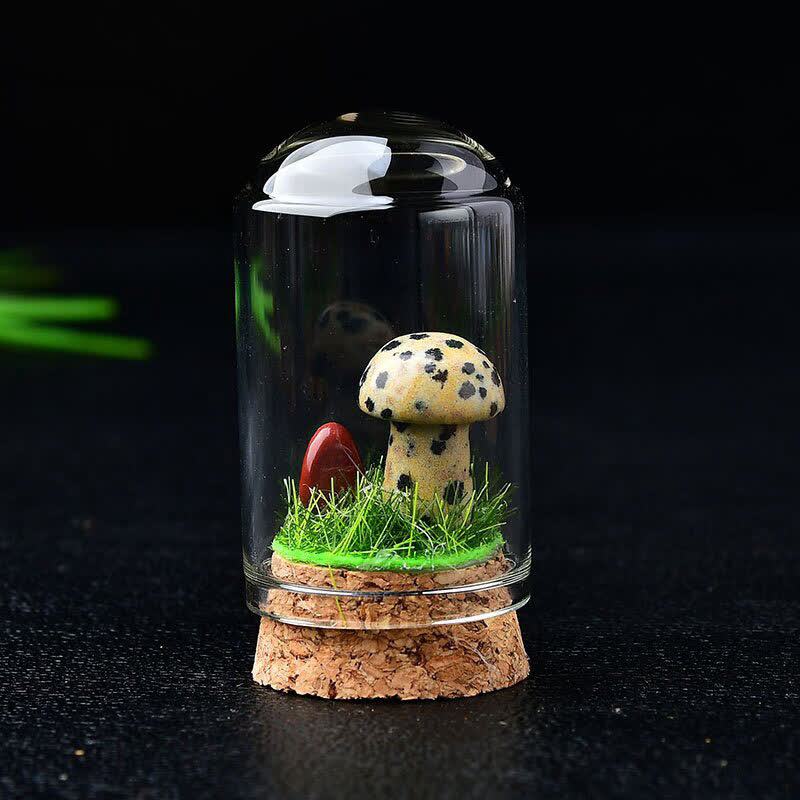 Couvercle en verre Olivenorma Sculpture de champignon en cristal Décoration en pierre précieuse