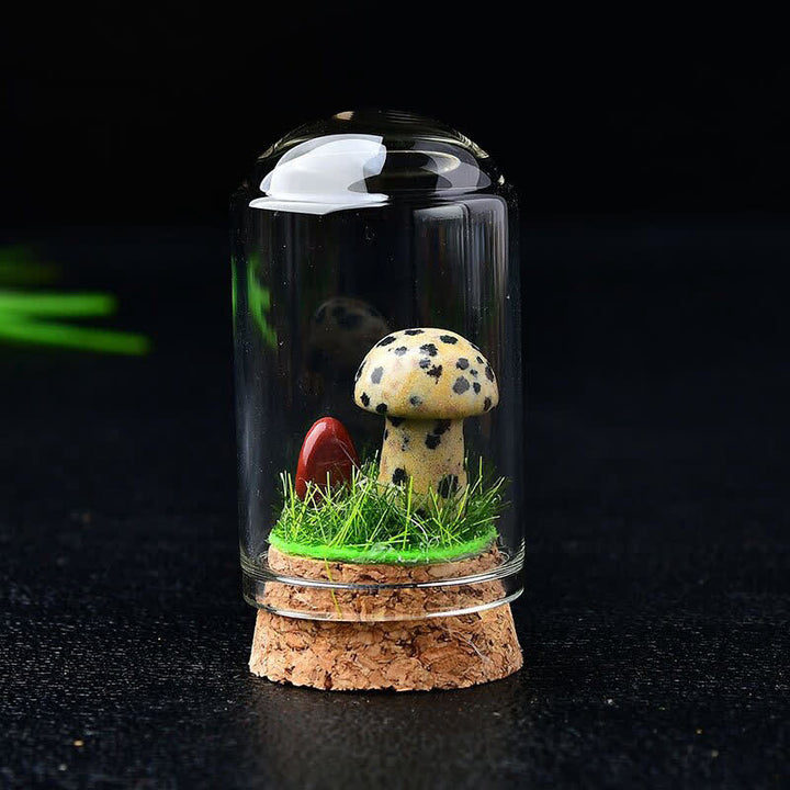 Couvercle en verre Olivenorma Sculpture de champignon en cristal Décoration en pierre précieuse