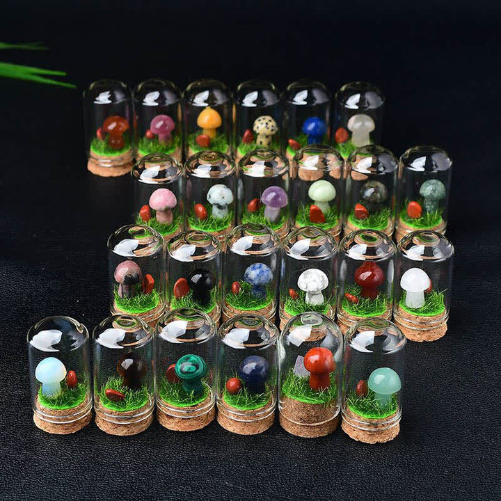 Couvercle en verre Olivenorma Sculpture de champignon en cristal Décoration en pierre précieuse