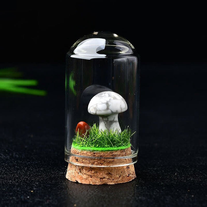 Couvercle en verre Olivenorma Sculpture de champignon en cristal Décoration en pierre précieuse