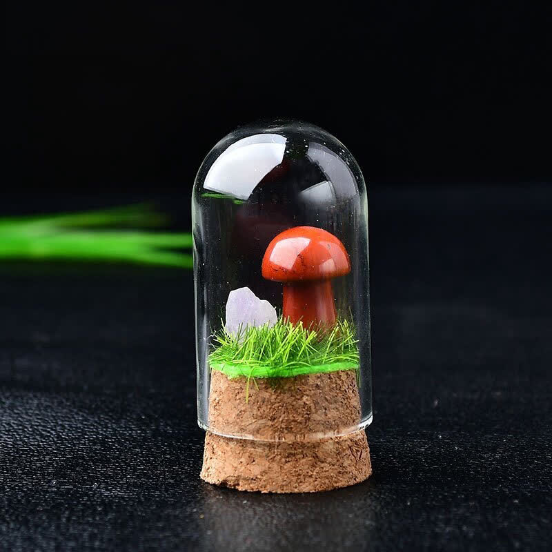 Couvercle en verre Olivenorma Sculpture de champignon en cristal Décoration en pierre précieuse