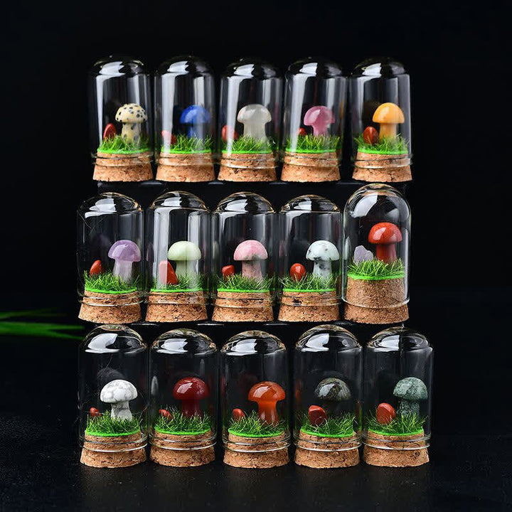 Couvercle en verre Olivenorma Sculpture de champignon en cristal Décoration en pierre précieuse