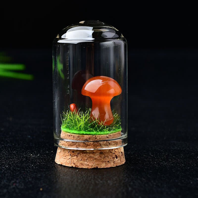 Couvercle en verre Olivenorma Sculpture de champignon en cristal Décoration en pierre précieuse