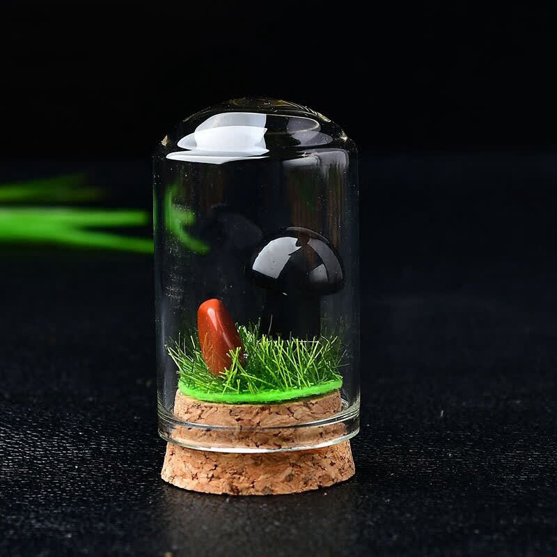 Couvercle en verre Olivenorma Sculpture de champignon en cristal Décoration en pierre précieuse