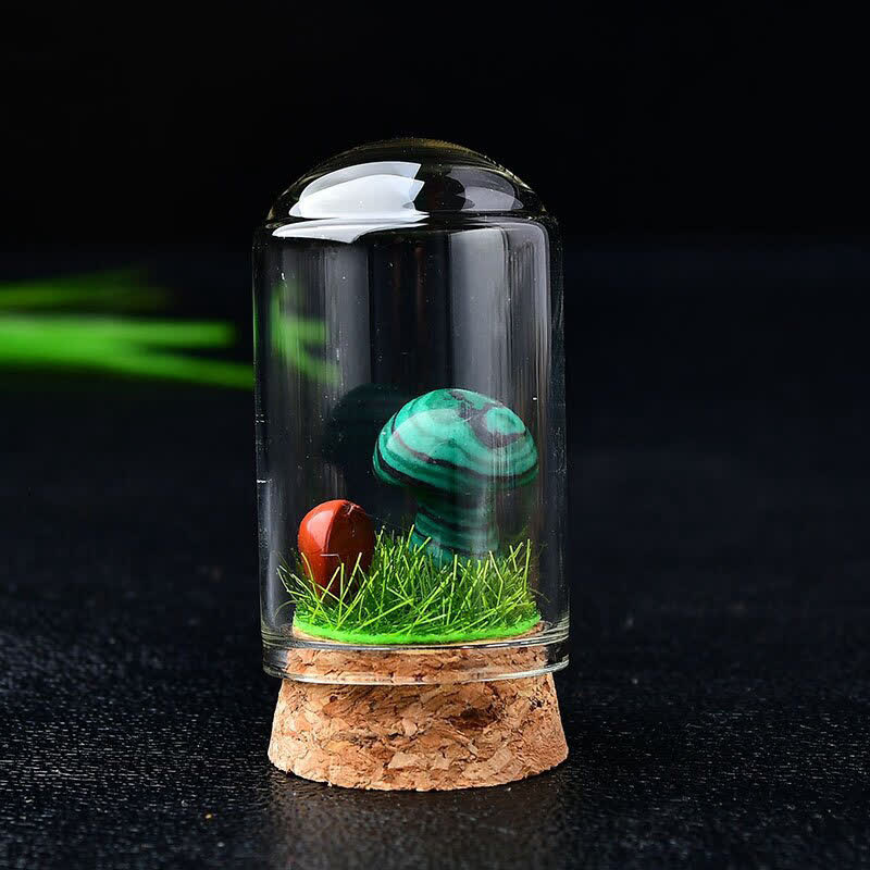 Couvercle en verre Olivenorma Sculpture de champignon en cristal Décoration en pierre précieuse