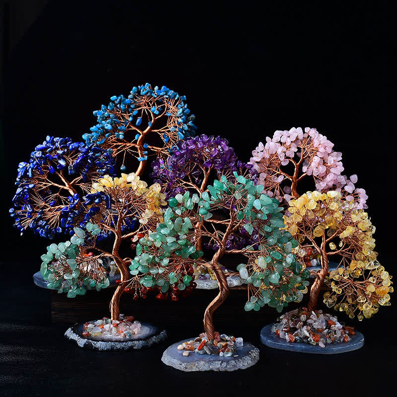 Arbre Feng Shui à base de gravier en agate colorée Olivenorma